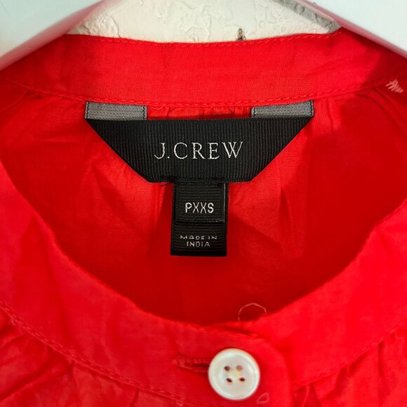 J.Crew Womens Floral Embroidered Popover Blouse Top PXXS Red Long Sleeve Boho - Picture 3 of 10